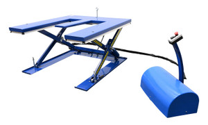 Vestil Steel Low Profile Electric Lift Table E Type - 56 In. x 52-3/4 In. x 3-1/2 In. 2000 lb - Blue