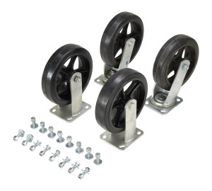 Vestil Mold On Rubber Caster Kit - 8 In. x 2 In. 2400 lb - Black