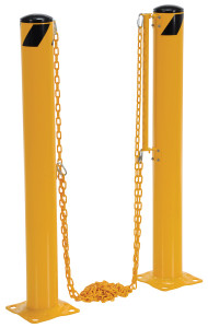 Vestil Steel Dock Chain Barrier Bollard - 4.5 In. Diameter - Yellow