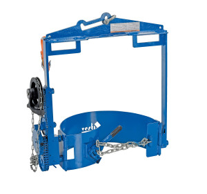Vestil Steel Hoist Mounted Drum Carrier/Rotator - 55 Gallon 800 lb - Blue