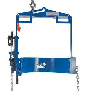 Vestil Steel Hoist Mounted Drum Carrier/Rotator - 55 Gallon 800 lb - Blue