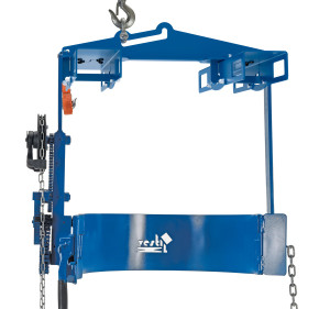 Vestil Steel Hoist Mounted Drum Carrier/Rotator with Four Way Pocket - 55 Gallon 800 lb - Blue