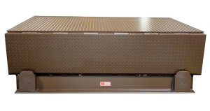 Vestil Steel Electric Hydraulic Dock Leveler - 74 In. W x 62 In. L x 24 In. D Pit Dimensions, 20000 lb - Brown/Yellow