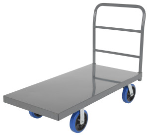 Vestil Steel Smooth Deck Platform Truck with - 8 In. x 2 In. Elastic Rubber Casters 45 In. x 45 In. x 39 In. 2500 lb Gray / - Blue