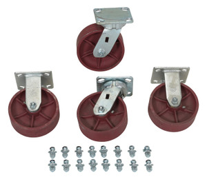 Vestil Ductile Steel Caster Kit - 6 In. x 2 In. 8000 lb - Maroon