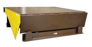 Vestil Steel Electric Hydraulic Dock Leveler - 74 In. W x 62 In. L x 24 In. D Pit Dimensions, 40000 lb - Brown/Yellow