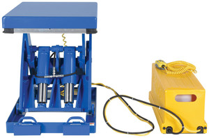 Vestil Steel Single Leg Shorty Scissor Lift Table - 24 In. x 36 In. 4000 lb - Blue