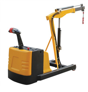 Vestil Steel Electric Powered Counter Balanced Floor Crane - 1500 lb Retracted - Yellow