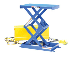 Vestil Steel Double Leg Shorty Scissor Lift Table - 16 In. x 28 In. 1000 lb - Blue