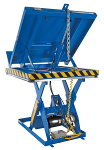 Vestil Steel Lift and End Tilt Scissor Table - 48 In. x 48 In. 3000 lb - Blue