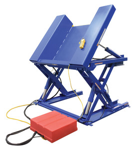 Vestil Steel Electric Hydraulic Ground Lift Table with Tilt - 44 In. x 52 In. 4000 lb - Blue