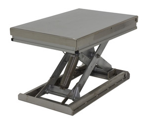 Vestil Partially Stainless Steel Work Station Electric Hydraulic Scissor Table - 24 In. x 36 In. 1500 lb - Yellow
