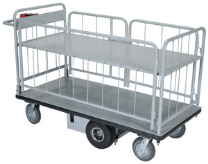Vestil Steel Electric Material Handling Cart with Sides - 1 Shelf 28 In. x 60 In. 1,500 lb - Gray