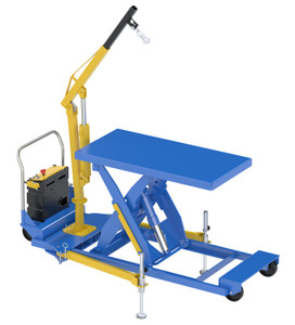 Vestil Steel Portable Lift Table - 115 Volt 1 Phase 30 In. x 60 In. With 2K lb Attached Hoist - Blue