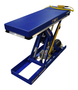 Vestil Steel Electric Hydraulic Narrow Scissor Lift Table - 16 In. x 48 In. 1000 lb - Blue