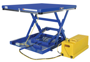 Vestil Steel Low Profile Electric Hydraulic Scissor Lift Table - 39 In. Height 2,000 lb - Blue
