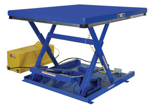 Vestil Steel Low Profile Electric Hydraulic Scissor Lift Table - 39 In. Height 2,000 lb - Blue