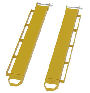 Vestil Steel Pin Style Fork Extensions with Load Rails - 6 In. X 72 In. 4,000 lb - Yellow
