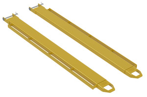 Vestil Steel Pin Style Fork Extensions with Load Rails - 5 In. X 84 In. 4,000 lb - Yellow