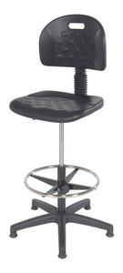 Vestil Steel/Polyurethane Ergonomic Sitting Work Chair - 22 In. to 32 In. Height - Black