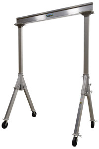 Vestil Aluminum Fixed Gantry Crane with Phenolic Locking Casters - 8 Ft. x 10 Ft. 4000 lb - Silver