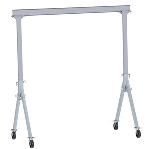 Vestil Aluminum Fixed Gantry Crane with Glass Filled Nylon Locking Casters - 10 Ft. x 10 Ft. 2000 lb - Silver