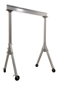 Vestil Aluminum Fixed Gantry Crane with Phenolic Locking Casters - 10 Ft. x 10 Ft. 6000 lb - Silver