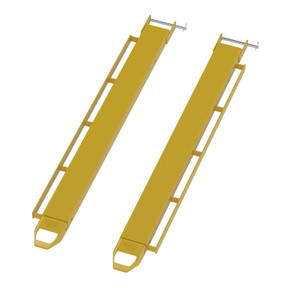 Vestil Steel Pin Style Fork Extensions with Load Rails - 5 In. X 72 In. 4,000 lb - Yellow