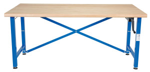 Vestil Steel/Wood Manual Adjustable Ergonomic Work Bench - 72 In. x 36 In. 750 lb - Blue/Tan