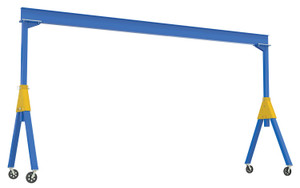 Vestil Steel Knockdown Fixed Gantry Crane with V-Groove Cast Iron Casters - 20 Ft. 2000 lb - Blue