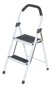 Vestil Steel Household Steel Fold Up Step Ladder - 2 Step 225 lb - White