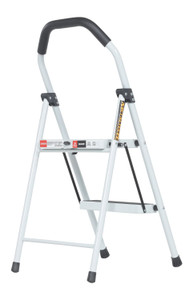 Vestil Steel Household Steel Fold Up Step Ladder - 2 Step 225 lb - White