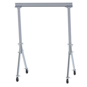 Vestil Aluminum Fixed Gantry Crane with Glass Filled Nylon Locking Casters - 8 Ft. x 10 Ft. 2000 lb - Silver