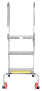 Vestil Stainless Steel Folding Ladder with Wheels - 3 Step 350 lb - Blue