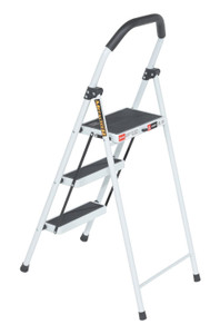 Vestil Steel Household Steel Fold Up Step Ladder - 3 Step 225 lb - White