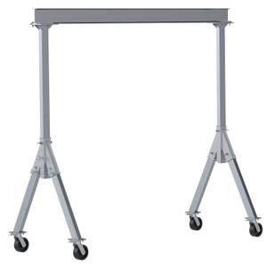 Vestil Aluminum Fixed Gantry Crane with Phenolic Locking Casters - 12 Ft. x 10 Ft. 4000 lb - Silver