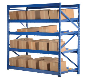 Vestil Steel Carton Flow Rack - 3 Ft. Length 4 Level 1,000 lb - Blue