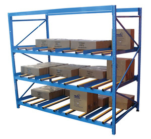 Vestil Steel Carton Flow Rack - 4 Ft. Length 3 Level 1,000 lb - Blue