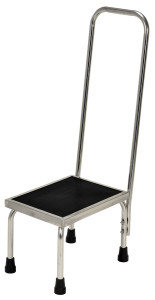 Vestil Stainless Steel Foot Stool with Hand Rail - 11-1/4 In. x 16-1/4 In. x 37 In. 250 lb - Silver