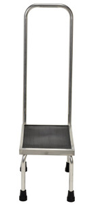 Vestil Stainless Steel Foot Stool with Hand Rail - 11-1/4 In. x 16-1/4 In. x 37 In. 250 lb - Silver
