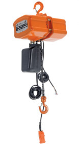 Vestil Steel Economy Chain Hoist with Chain Container - 3 Phase 1000 lb - Orange