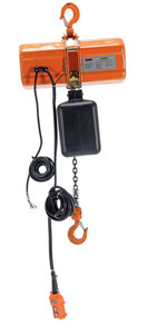 Vestil Steel Economy Chain Hoist with Chain Container - 3 Phase 1000 lb - Orange