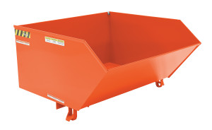 Vestil Steel Heavy Duty Low Profile Self Dumping Hopper - 1 Cubic Yard 6000 lb - Orange