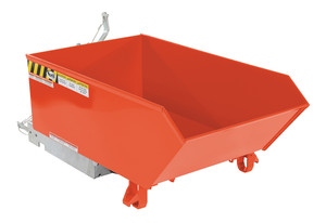Vestil Steel Heavy Duty Low Profile Self Dumping Hopper - 1/4 Cubic Yard 6000 lb - Orange