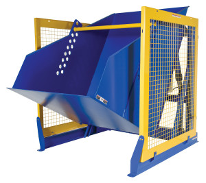 Vestil Steel Electric Hydraulic Box Dumper - 60 In. Dump Height 4,000 lb - Blue