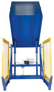 Vestil Steel Electric Hydraulic Box Dumper - 60 In. Dump Height 4,000 lb - Blue