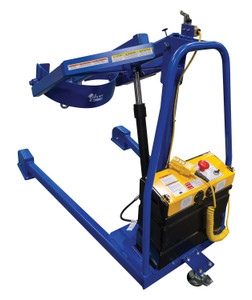 Vestil Steel Portable DC Powered Hydraulic Drum Carrier, Rotator and Boom - 59-11/16 In. Lift Height 800 lb Blue / - Yellow