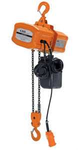 Vestil Steel Economy Chain Hoist with Chain Container - 1 Phase 4000 lb - Orange