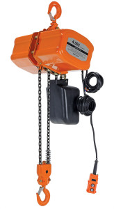 Vestil Steel Economy Chain Hoist with Chain Container - 3 Phase 4000 lb - Orange