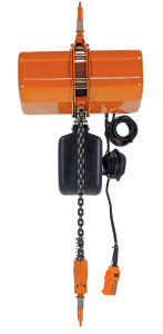 Vestil Steel Economy Chain Hoist with Chain Container - 3 Phase 4000 lb - Orange